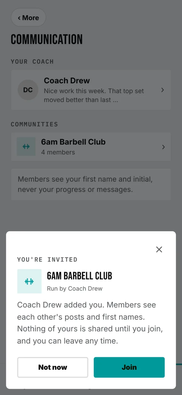 An invitation. Nothing of yours is shared until you tap Join.