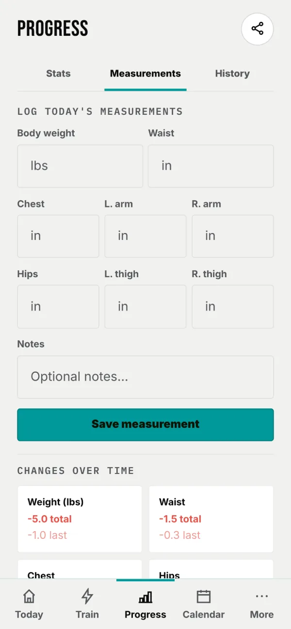 Measurements: log them, then see the change over time.