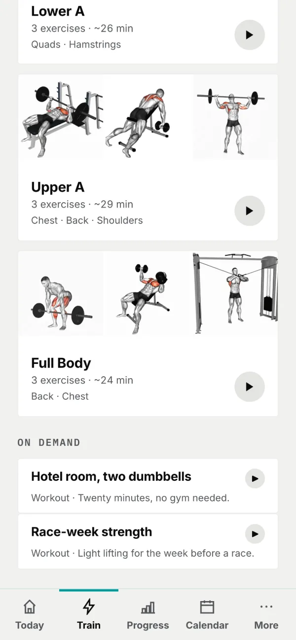 Train, below your routines: extra workouts your coach has opened up.