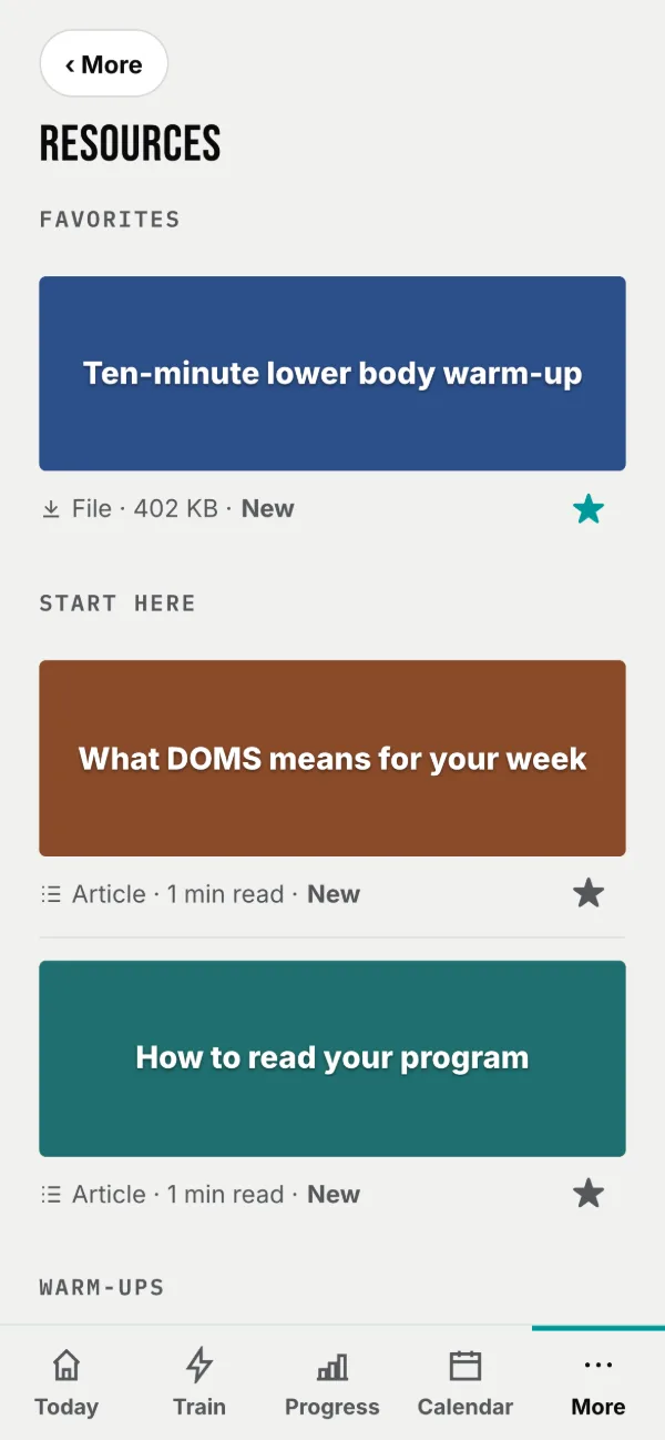 Resources. Your favourites sit at the top.