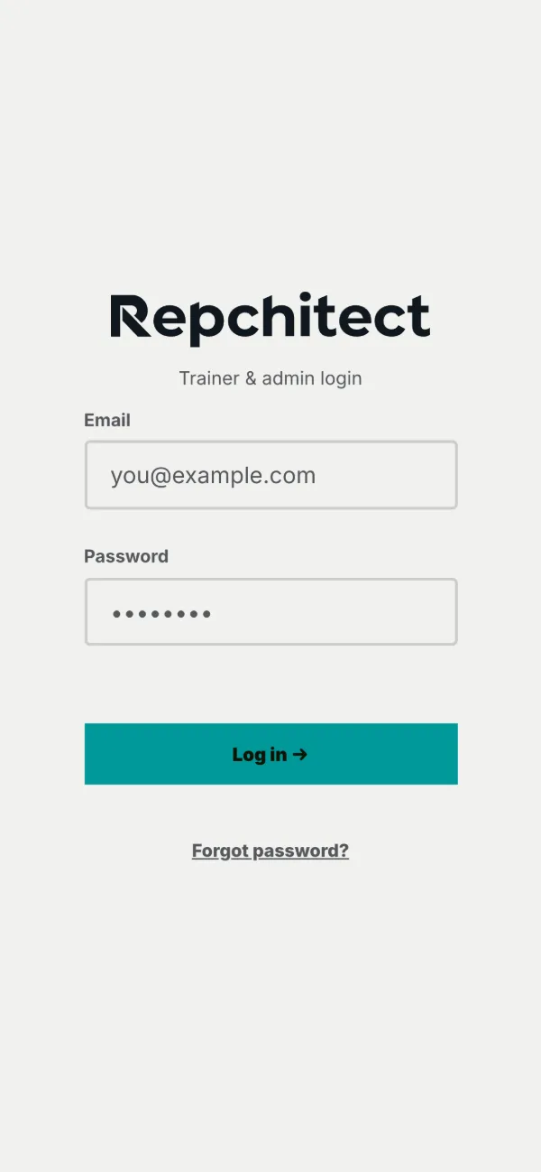 The sign-in screen. Clients never see it; they open a private link.