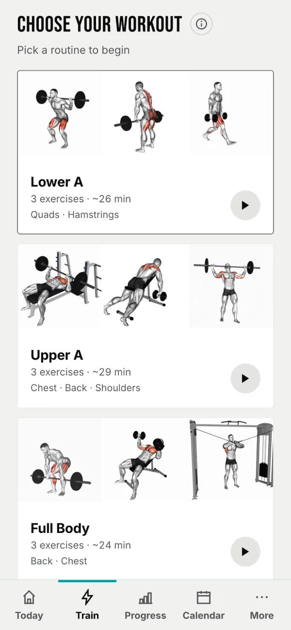 A client choosing a workout